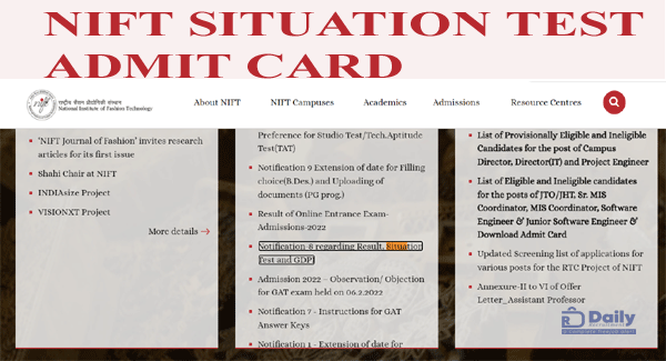 NIFT Situation Test Admit Card