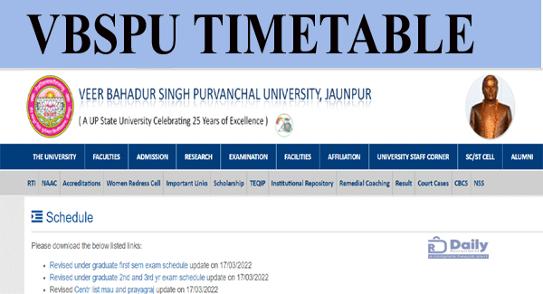 VBSPU Timetable