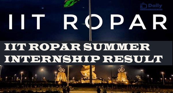 IIT Ropar Summer Internship Result