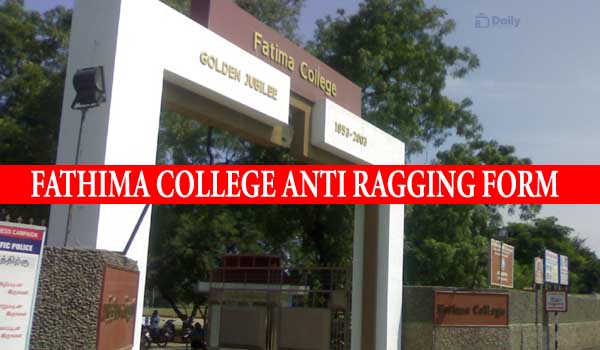 Fathima College Madurai Anti Ragging Form